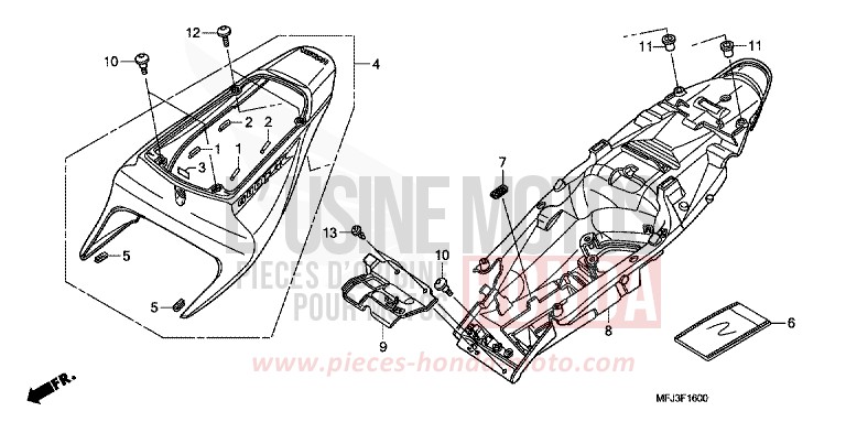 CAPOT ARRIERE de CBR600RR ABS ROSS WHITE (NH196) 2011